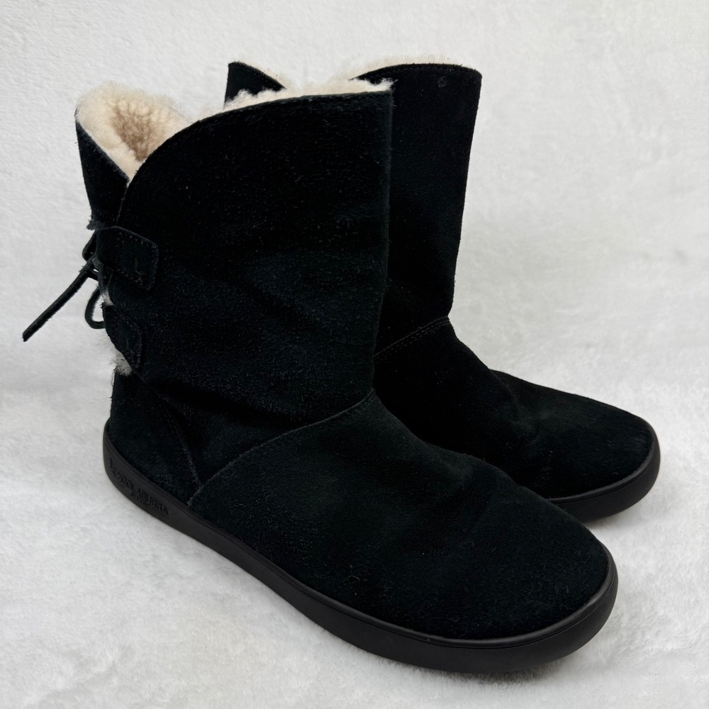 Koolaburra by UGG Black Suede Faux Fur Lined Lace‎ Back Boots 1019351 Size 7